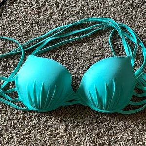 Turquoise target bathing suit top